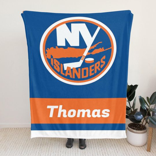 Discover Personalized New York Islanders Fleece Blanket Custom Ice Hockey Baby Boy Blankets Throw Gift