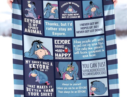Eeyore Funny Sayings Blanket, Winnie The Pooh Eeyore Fleece Blanket, Animal Kingdom Disneyland Blanket