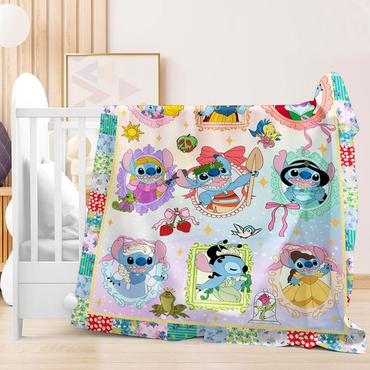Discover Funny Stitch Cosplay Princess Blanket, Stitch Baby Blanket, Disneyland Stitch Blanket, Stitch Birthday Gifts, Blanket Bedding Decor