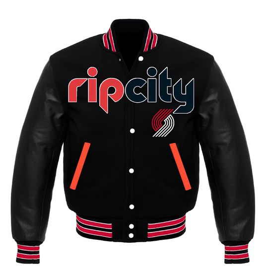 Discover Portland Trail Blazers Varsity Jacket: Black Leather Sleeves, Custom Letterman