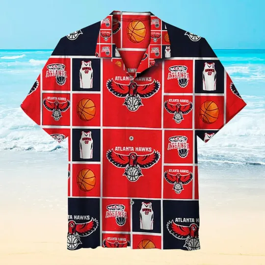 Discover Atlanta Basketball Team Hawkss Hawaiian Button Down Shirt Unisex Adults S-5XL