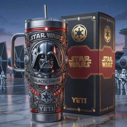 Discover Star Wars Galactic Empire Stainless Steel Tumbler with Handle, Darth Vader Insulated Travel Cup, Star Wars Fan Gift, Reusable Drinkware