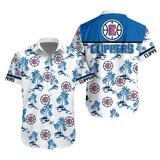 Discover Los Angeles Basketball Team Clipperss Hawaiian Button Down Shirt Unisex Adults