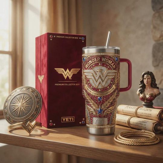 Discover 40oz Warrior Goddess Tumbler with Handle, Mythic Female Power Printed Stainless Steel Insulated Cup, Reusable Travel Mug Gift