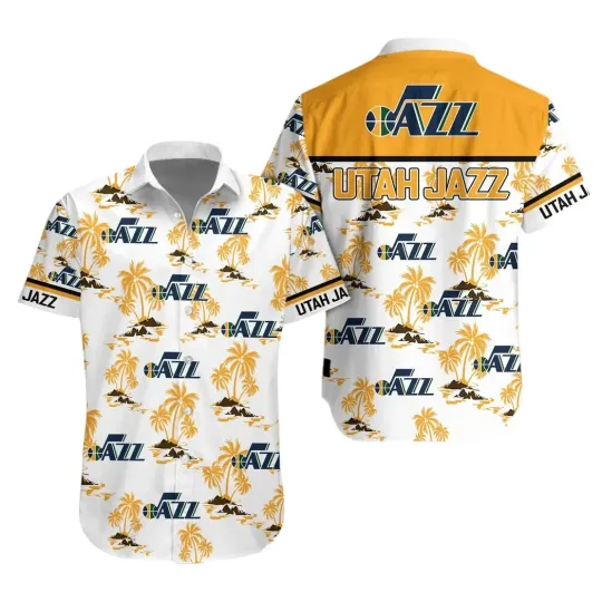Discover Utah Basketball Team Jazzs Hawaiian Button Down Shirt Unisex Adults S-5XL