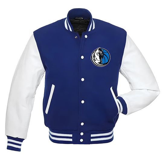 Dallas Mavericks Royal Blue Body White Sleeves Jacket Team Varsity Jackets Baseball Jacket Letterman Jackets