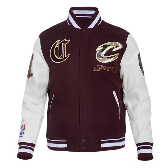Cleveland Cavaliers Maroon Body White Sleeves Jacket Team Varsity Jackets Baseball Jacket Letterman Team Varsity Jackets