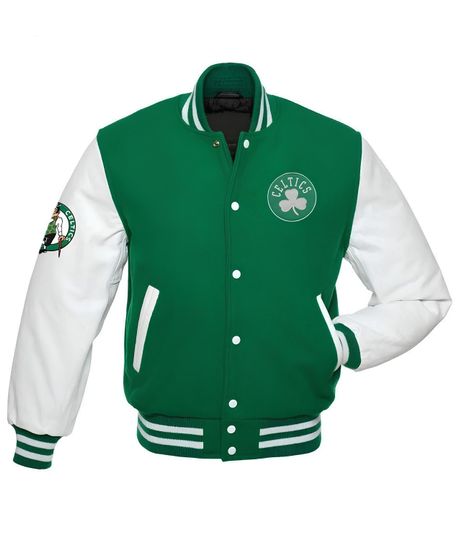 Boston Celtics Green Body White Sleeves Jacket Team Varsity Baseball Jacket Letterman Jacket Team Varsity Jackets