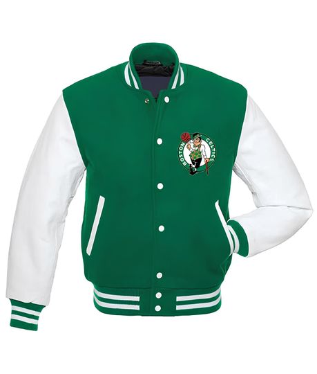 Boston Celtics Green Body White Sleeves Jacket Team Varsity Baseball Jacket Letterman Jacket Team Varsity Jackets