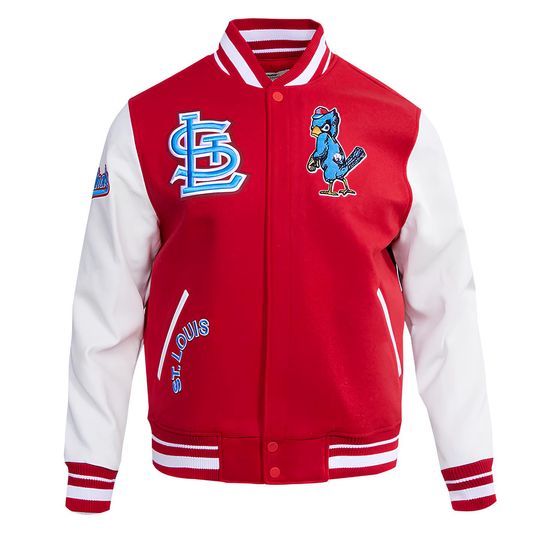 Discover St Louis Cardinals Red Body White Leather Sleeves Jacket Team Varsity Custom Made Jackets