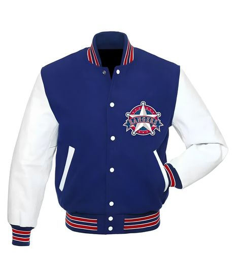 Texas Rangers Royal Blue Body White Sleeves Jacket Team Varsity Jackets
