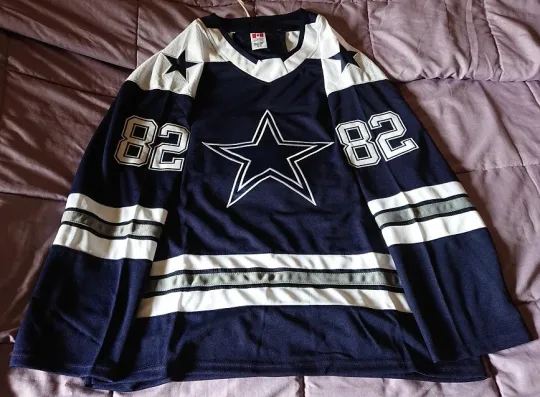 Discover Dallas Cowboys Men's Dark Blue Hockey Jersey with Custom Name and Number