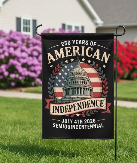 Discover 250 Years of American Independence Garden Flag, July 4th 2026 Yard Flag, USA Semiquincentennial Outdoor Decor, Patriotic Banner