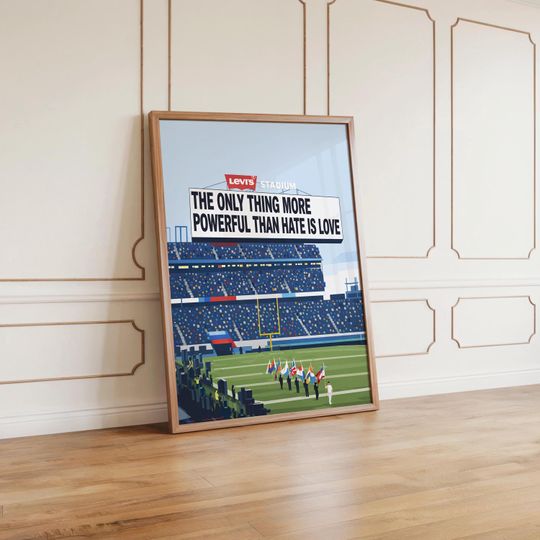 Discover Bad Bunny Superbowl Stadium Show Art Print | The Only Thing More Powerful Than Hate Is Love | Latino Pride Decor (Digital Download)