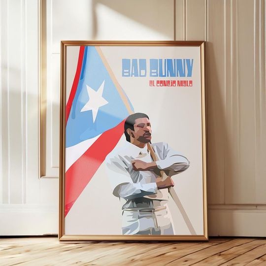 Discover Bad Bunny Wall Art: Super Bowl Final printable poster (Digital Download - No physical product)