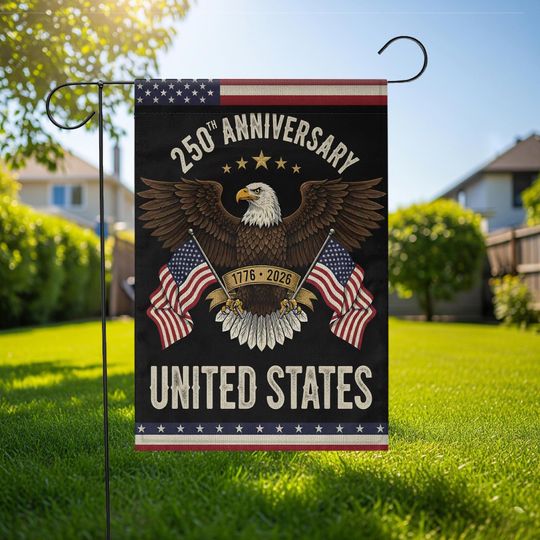 Discover 250 Years America Flag, United States 17762026 Banner, Bald Eagle Patriotic Yard Flag