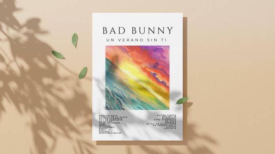 Bad Bunny Inspired Wall Art Print, Latin Music Poster, Album Cover Style Decor