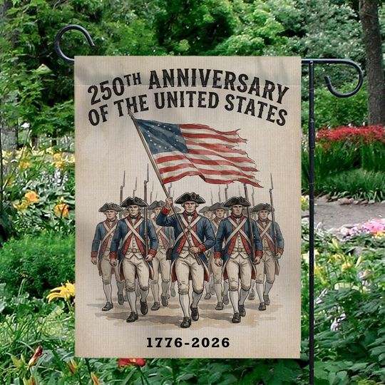 Discover USA 250th Anniversary Garden Flag: Revolutionary War Soldiers, Patriotic 1776-2026 Yard Decor