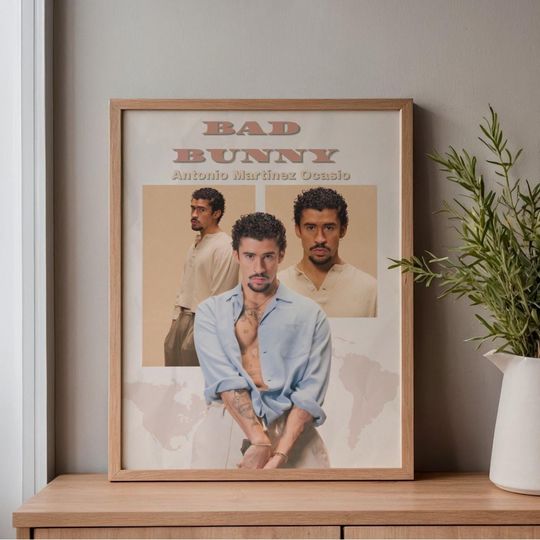 Bad Bunny Poster: Iconic Latin Pop Music Portrait Print, Bedroom Wall Decor