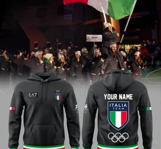 Team Italy 2026 Olympic Milano Cortina Hoodie Black 3D Fan Gift