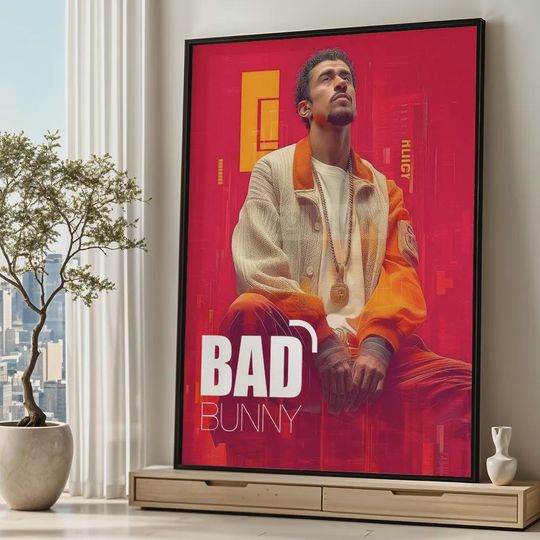 Bad Bunny Art Print, Modern Urban Wall Decor