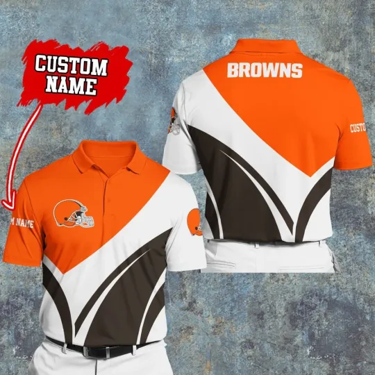 Discover Personalized Cleveland Football Team Brownss 3D Polo Shirt Unisex Adults S-5XL