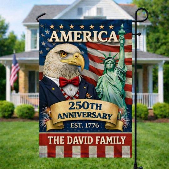 Discover Custom Family Name Celebrate America 250th Anniversary Garden Flag Patriotic Gifts