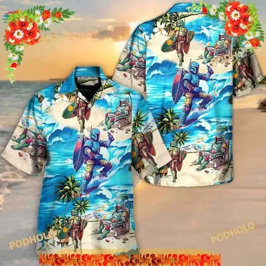 Discover Boba Fett Star Wars Surfing Hawaiian Shirt, Star Wars Shirt For Men And Women