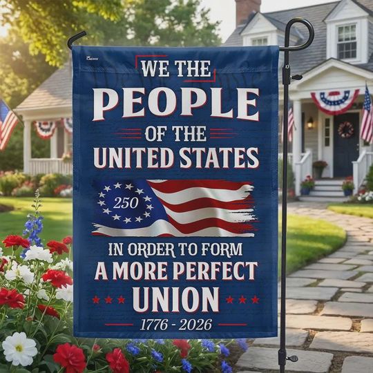 Discover 250 Years of Freedom Garden Flag, Semiquincentennial Patriotic Decor