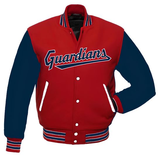 Cleveland Guardians Red Body Navy Blue Sleeves Jacket Team Varsity Jackets
