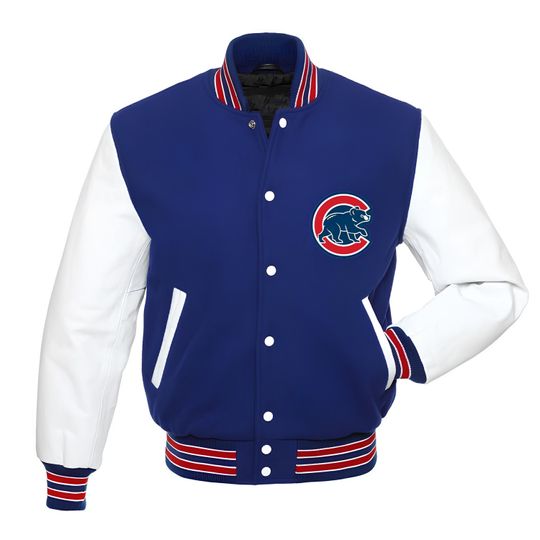 Chicago Cubs Royal Blue Body White Sleeves Jacket Letterman Jackets Team Varsity Jackets Jackets