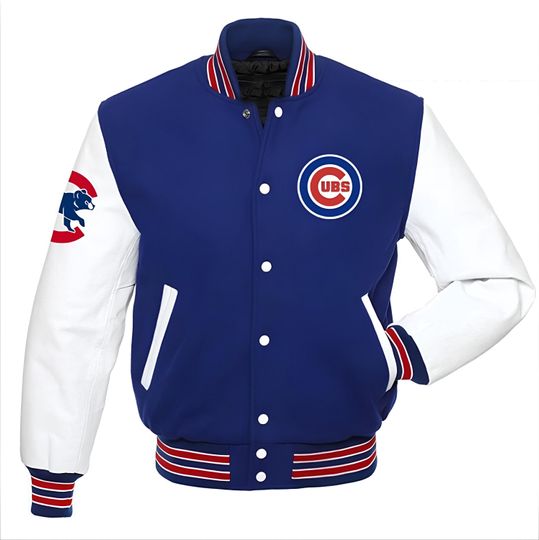Chicago Cubs Royal Blue Body White Sleeves Jacket Letterman Jackets Team Varsity  Jackets