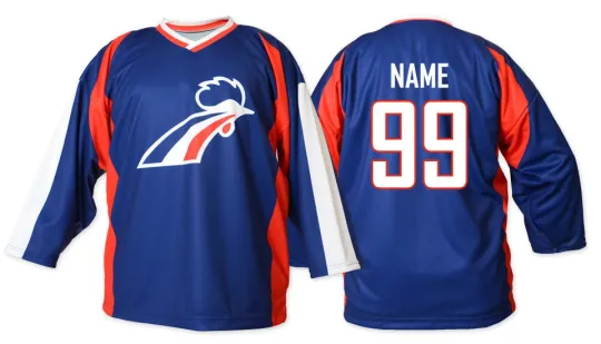 Discover Team France Blue Men's Hockey Jersey with Custom Name and Number