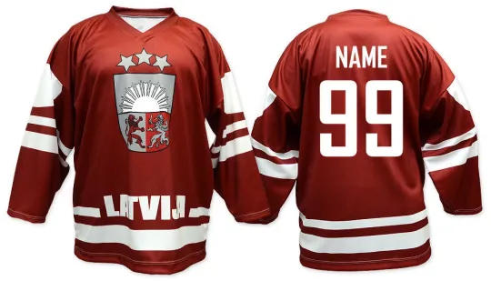 Discover Latvia Men's Ice Hockey Jersey Custom Name and Number