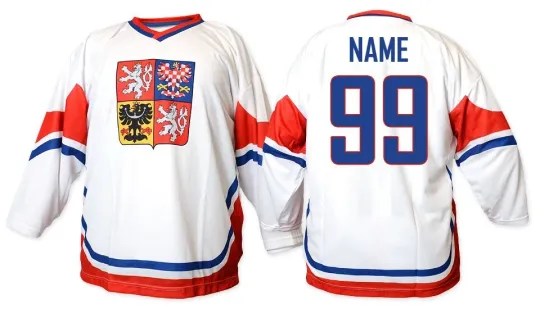 Discover Team Czech Republic Men's Hockey Jersey White Custom Name and Number