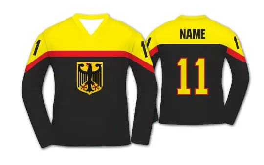 Discover Team Germany Deutschland 2017 Black Men's Hockey Jersey with Custom Name and Number