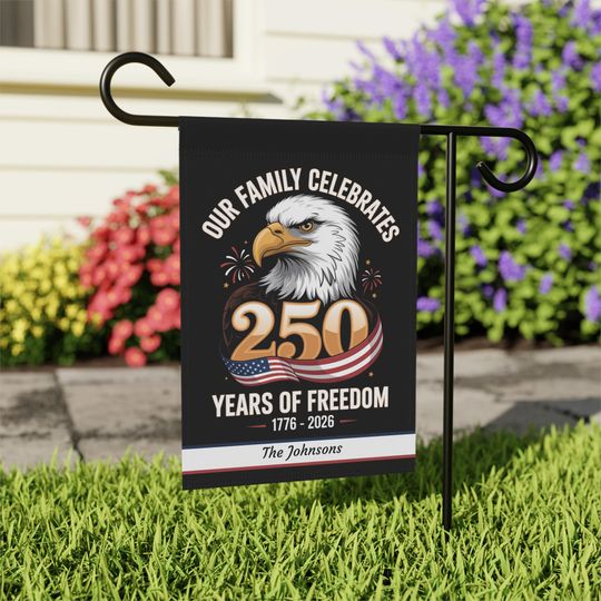 Discover USA 250th Anniversary Garden Flag  Personalized Patriotic Eagle Decor