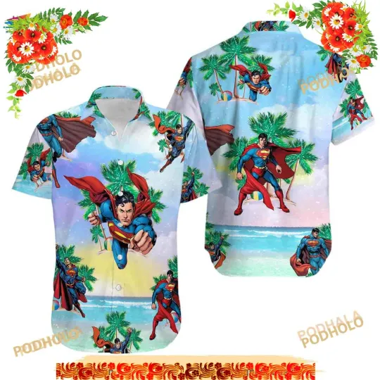 Superman Funny Hawaiian Shirt, Beach Shirt, Super Hero Funny Hawaiian Shirt