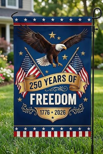 Discover 250 Years America Garden Flag, 250th Anniversary 1776-2026, American Patriotic Banner with Freedom, USA Garden Yard Flag
