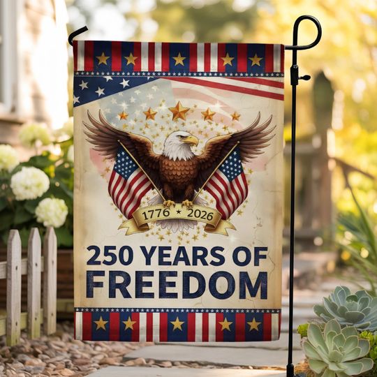 Discover USA 250th Anniversary Garden Flag, Patriotic Eagle Banner House Flag Gift