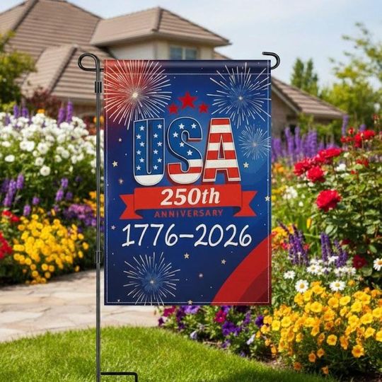 Discover USA 250th Anniversary Garden Flag: 1776-2026 Fireworks Yard Decor