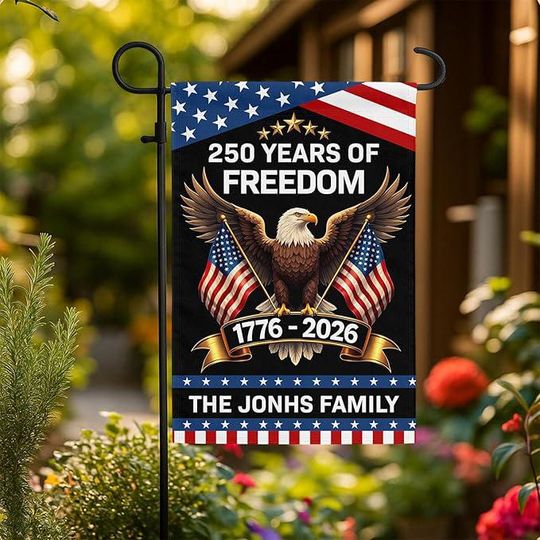 Discover Personalized Family Name Patriotic Yard Decor 250th Anniversary USA Garden Flag