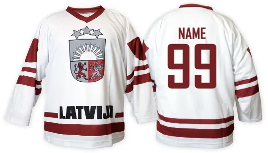 Discover Team Latvia Latvija Men's Ice Hockey Jersey Custom Name and Number