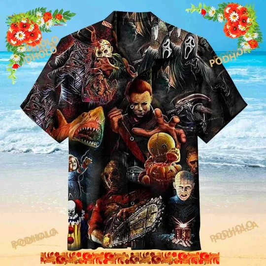 Discover Horror Movie Retro Hawaiian Shirt, Halloween Gifts