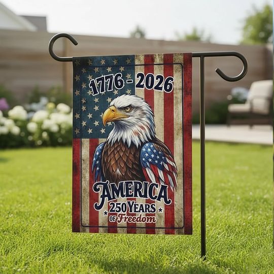 Discover 250 Years of America Garden Flag, 17762026 Patriotic Eagle Outdoor Yard Banner, Semiquincentennial Yard Sign