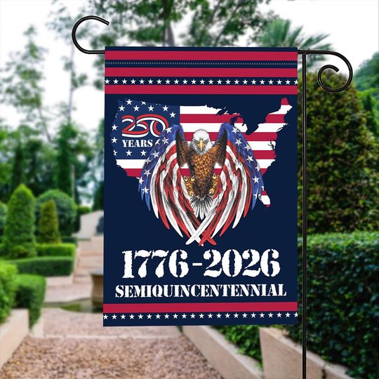 Discover America 250th Anniversary Both Sided Garden Flag, America Freedom 1776 - 2026, Patriotic Gifts
