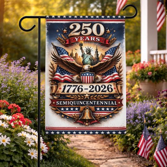 Discover 250 Years 1776-2026 Garden Flag, American Semiquincentennial Banner, Patriotic Eagle Liberty Yard Decor, 4th of July Gift