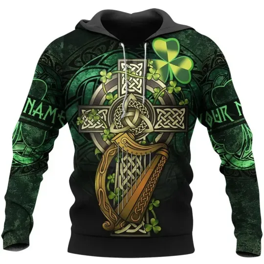 Discover Custom name Irish St.Patrick Vintage 3D Print Pullover, St Patrick's Day Shirt
