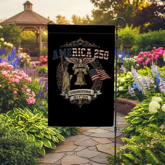 Discover America 250 Garden Flag Semiquincentennial, July 4th 2026 Patriotic Yard Flag, USA Independence 250 Years Outdoor Decor