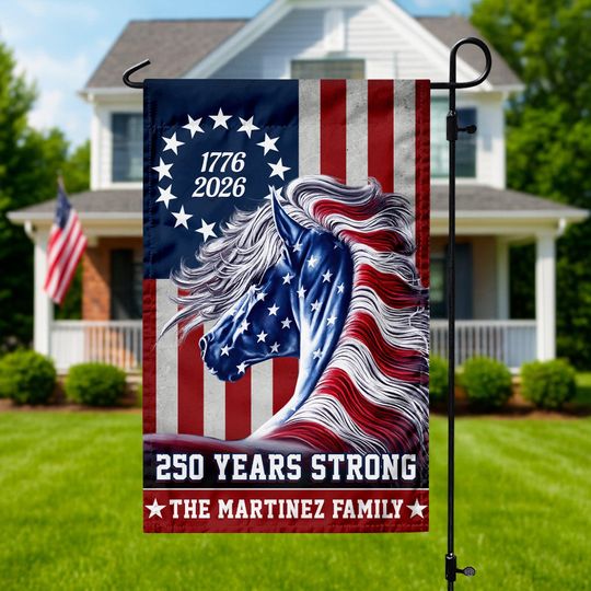 Discover Custom Family Name 250 Years America Garden Flag, 250 Years Strong Patriotic Garden Flag, 1776-2026 Commemorative, Family Name USA Flag